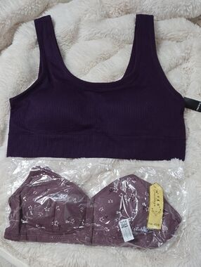 Purple Ribbed Torrid And Floral Bra